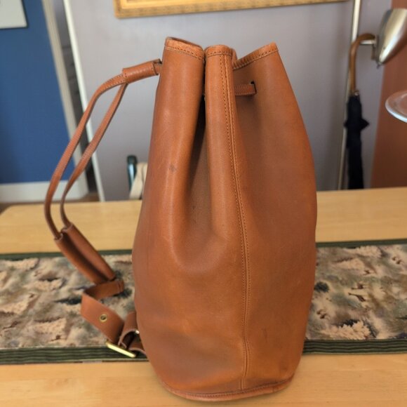 Coach Brown Leather Drawstring Bucket Bag with Over Shoulder Strap Vintage NWOT - Picture 2 of 11
